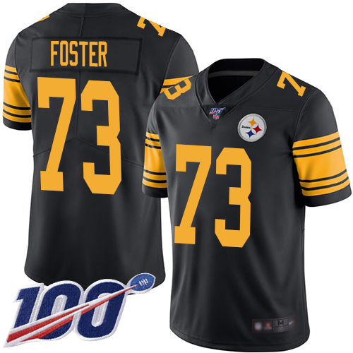 Men Pittsburgh Steelers Football #73 Limited Black Ramon Foster 100th Season Rush Vapor Untouchable Nike NFL Jersey